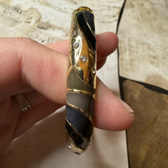 Acrylic Hinged Bracelet - Gold/Black/Gray - Excellent Condition. - Picture 2 of 5